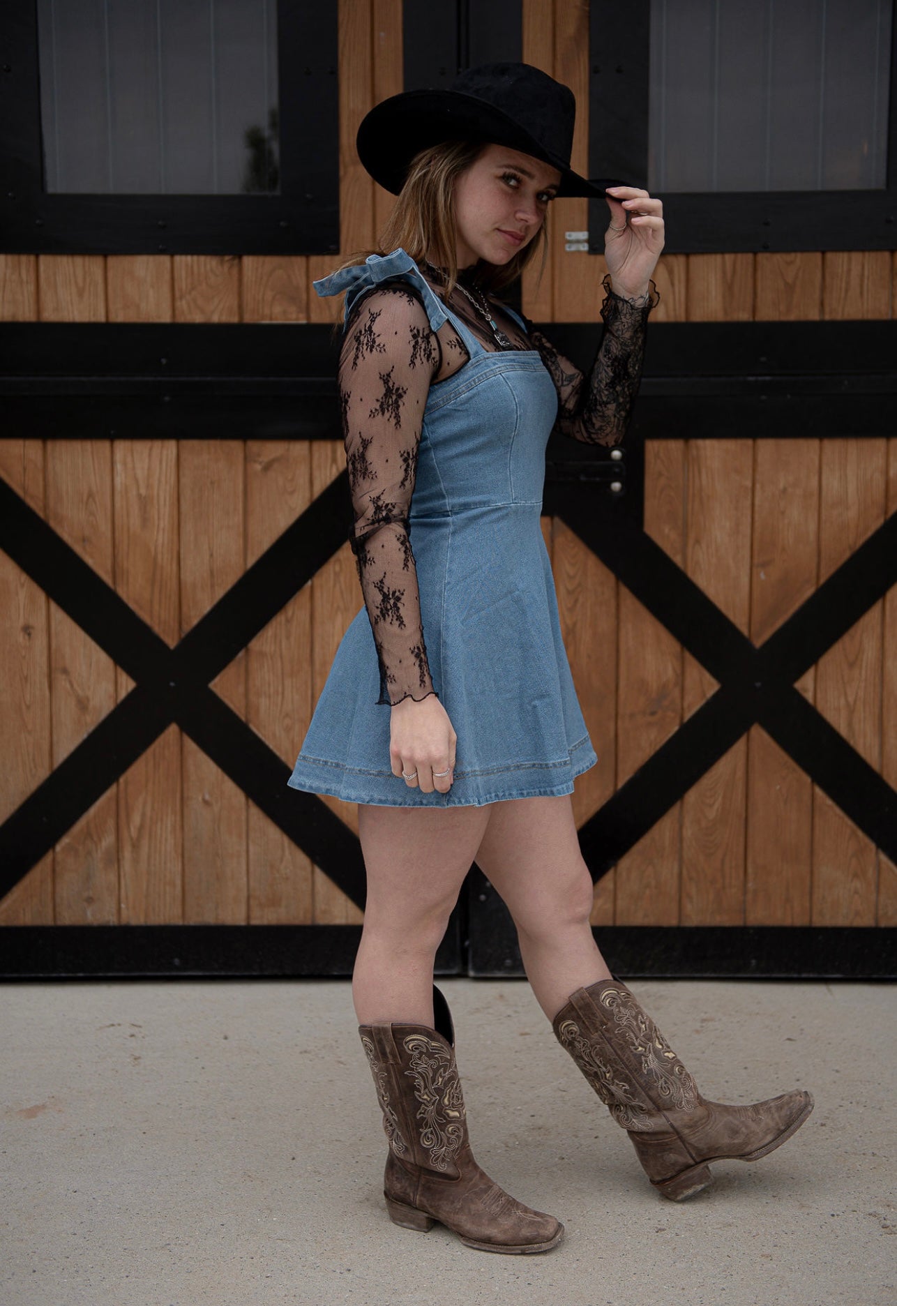 Denim bow tie dress