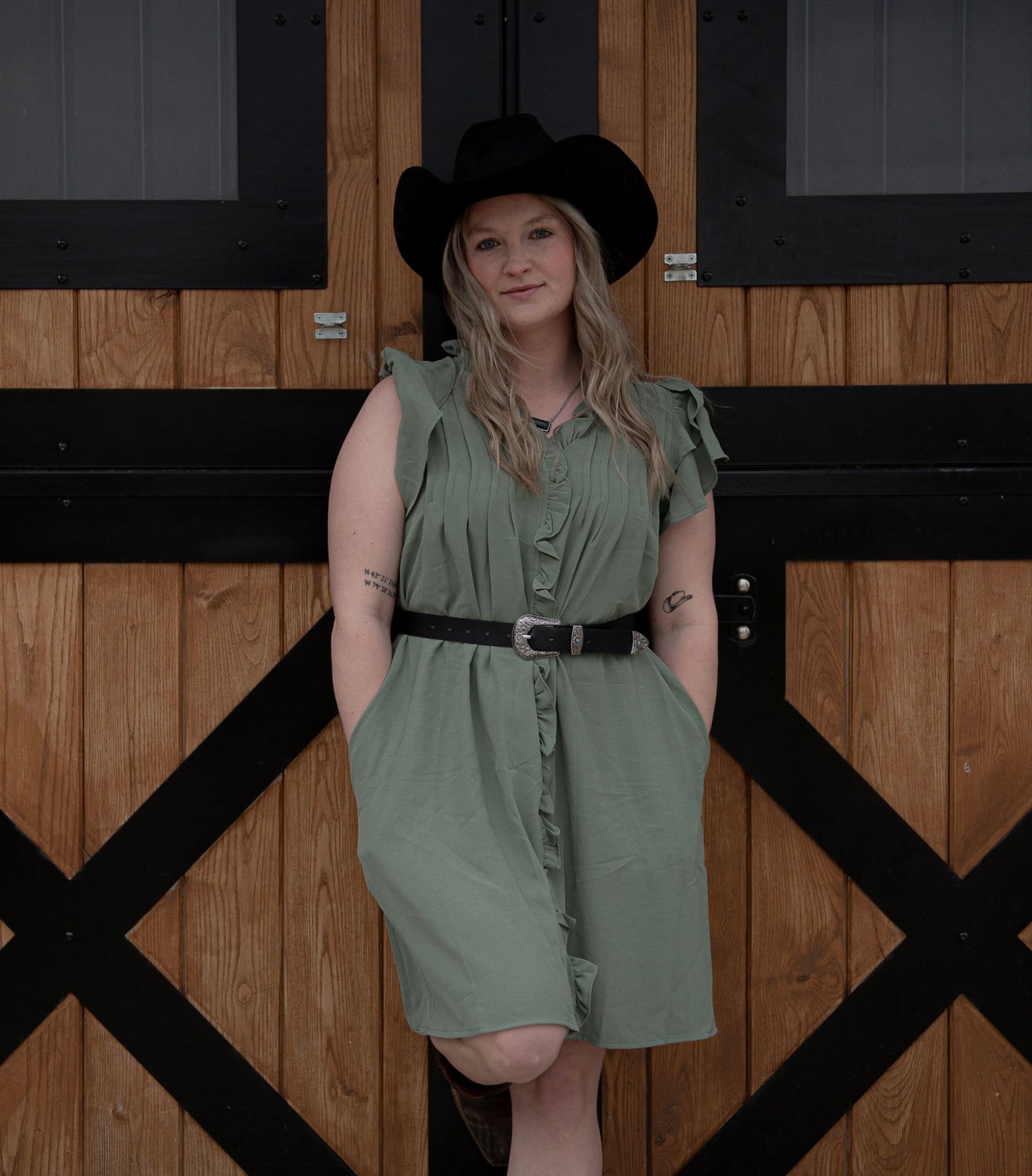 Ruffle short sleeve dress