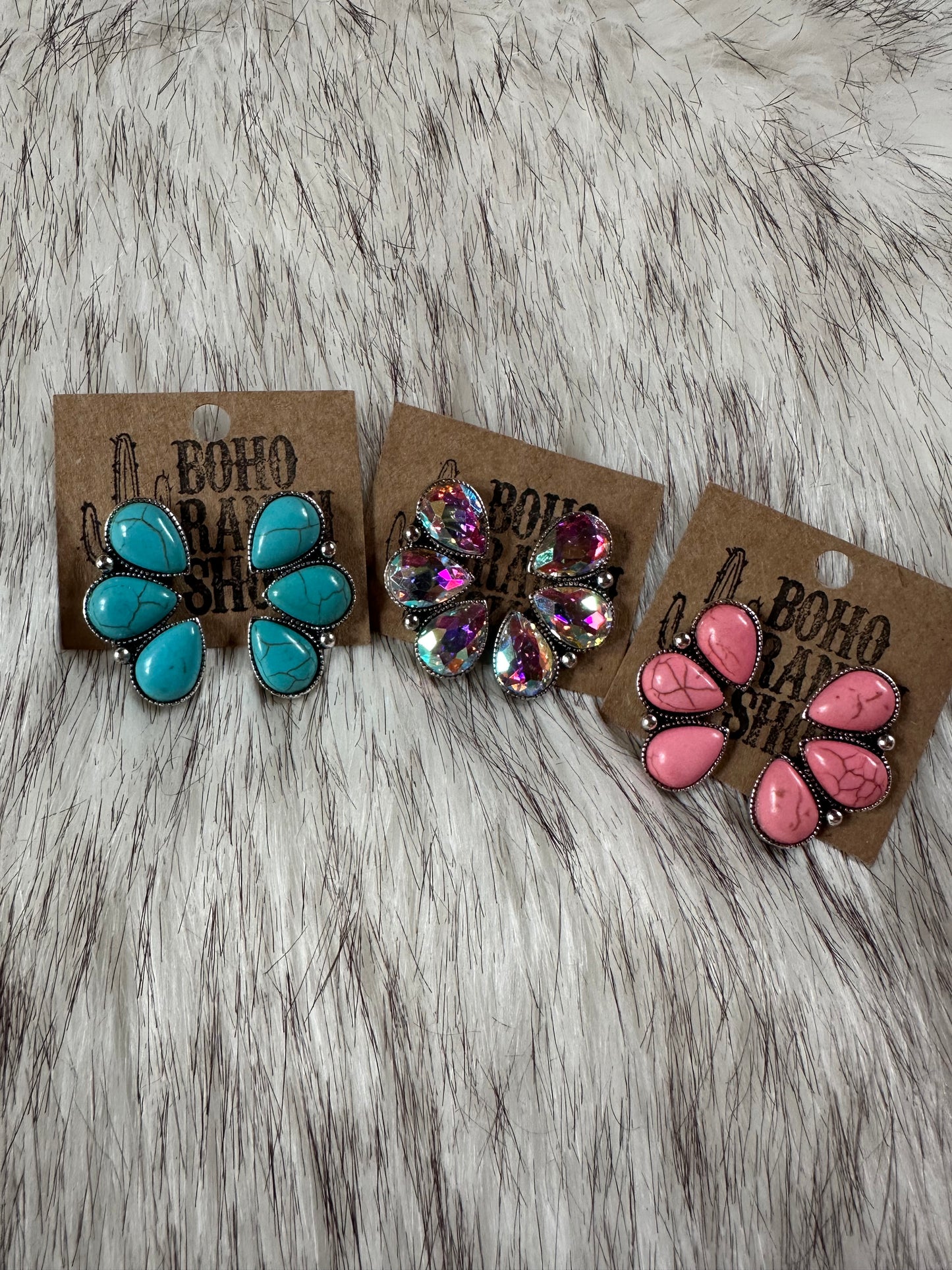 Western stone cluster earrings