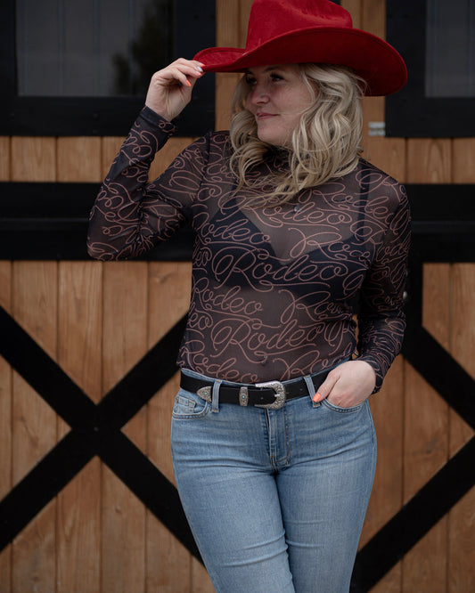 Rodeo long sleeve mesh top