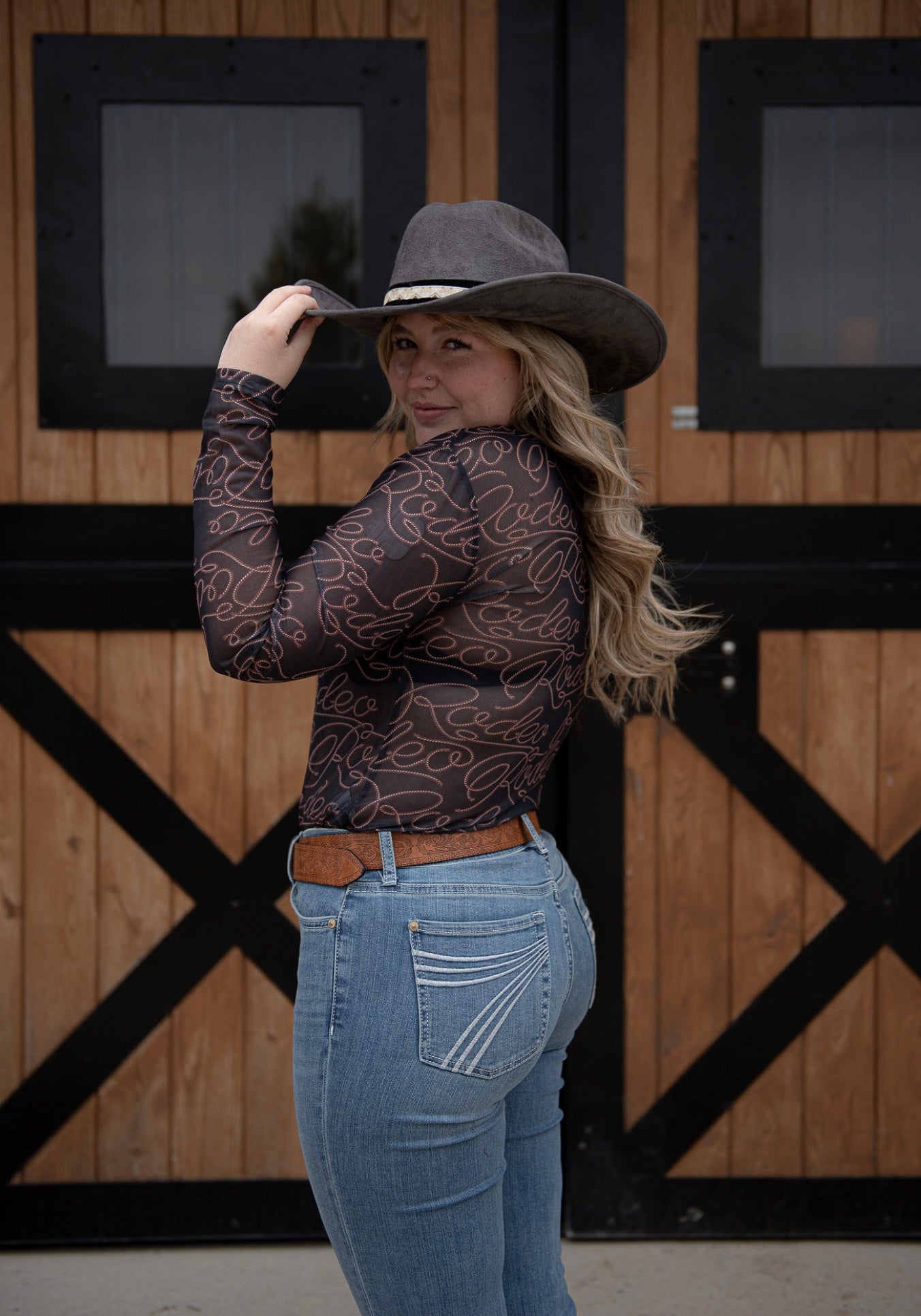 Rodeo long sleeve mesh top