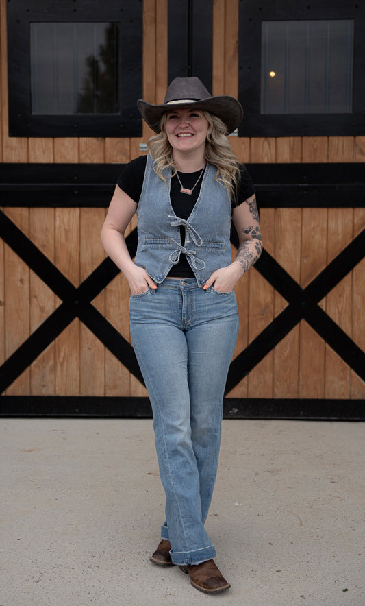 Denim double knot vest