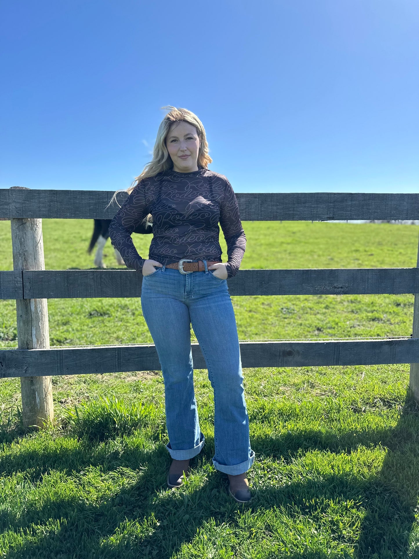 Rodeo long sleeve mesh top