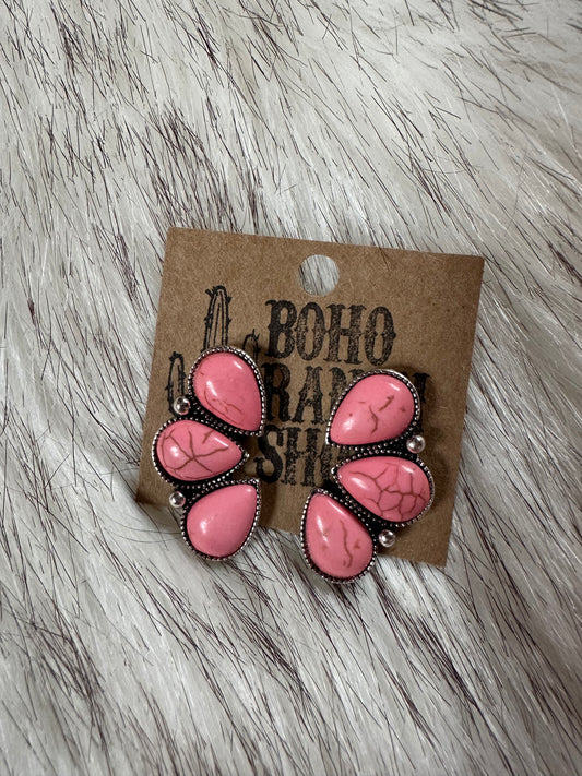 Western stone cluster earrings
